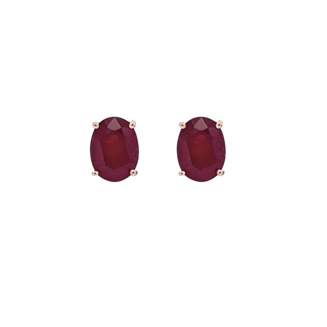 Metal Natural Ruby Stud Earrings 14k White Gold 3.0 TCW Certified For Sale - Image 7 of 10
