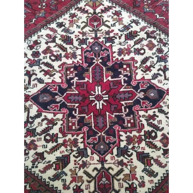 Wool pile genuine hand made vintage Persian Heriz -