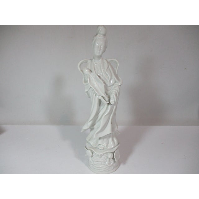 1980s White Porcelain Asian Figurine For Sale - Image 5 of 13