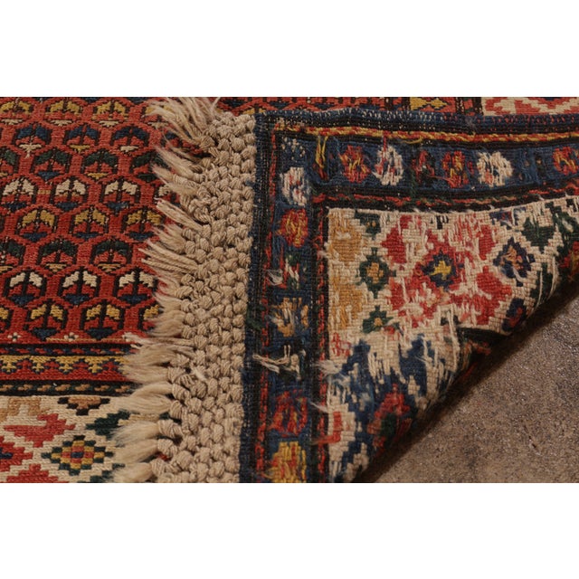 19th-Century Antique Soumak Rug Gometric Burnt Red and Beige All Over Pattern For Sale - Image 9 of 9