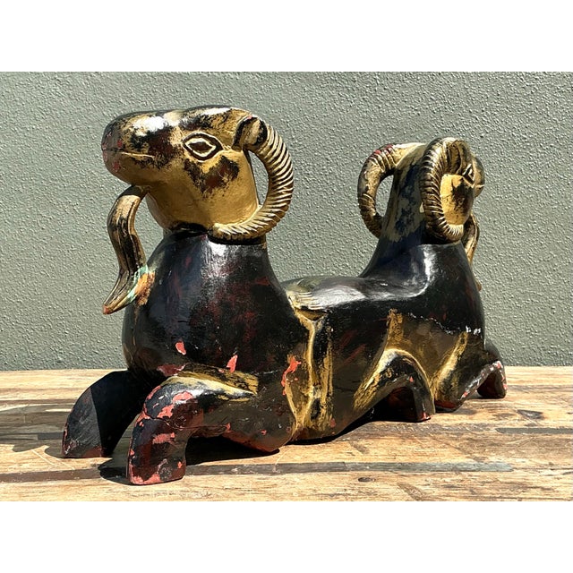 Vintage Egyptian Gilt Tipped Rams Head Sculpture For Sale In West Palm - Image 6 of 12