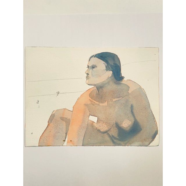 Vintage Original Double Sided Figural Watercolor by Jon Hall 2000 For Sale - Image 4 of 5