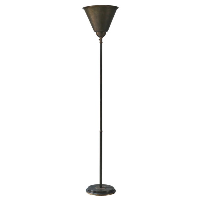 Large Art Deco Bronze Uplight Floor Lamp from Fog & Mørup, Denmark, 1930s For Sale