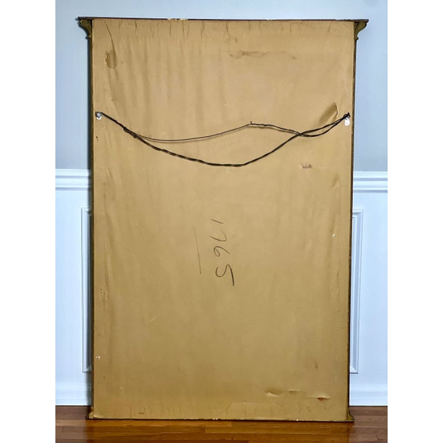 Gold Mid-Century Giltwood Trumeau Mirror With Textured Painting For Sale - Image 8 of 8