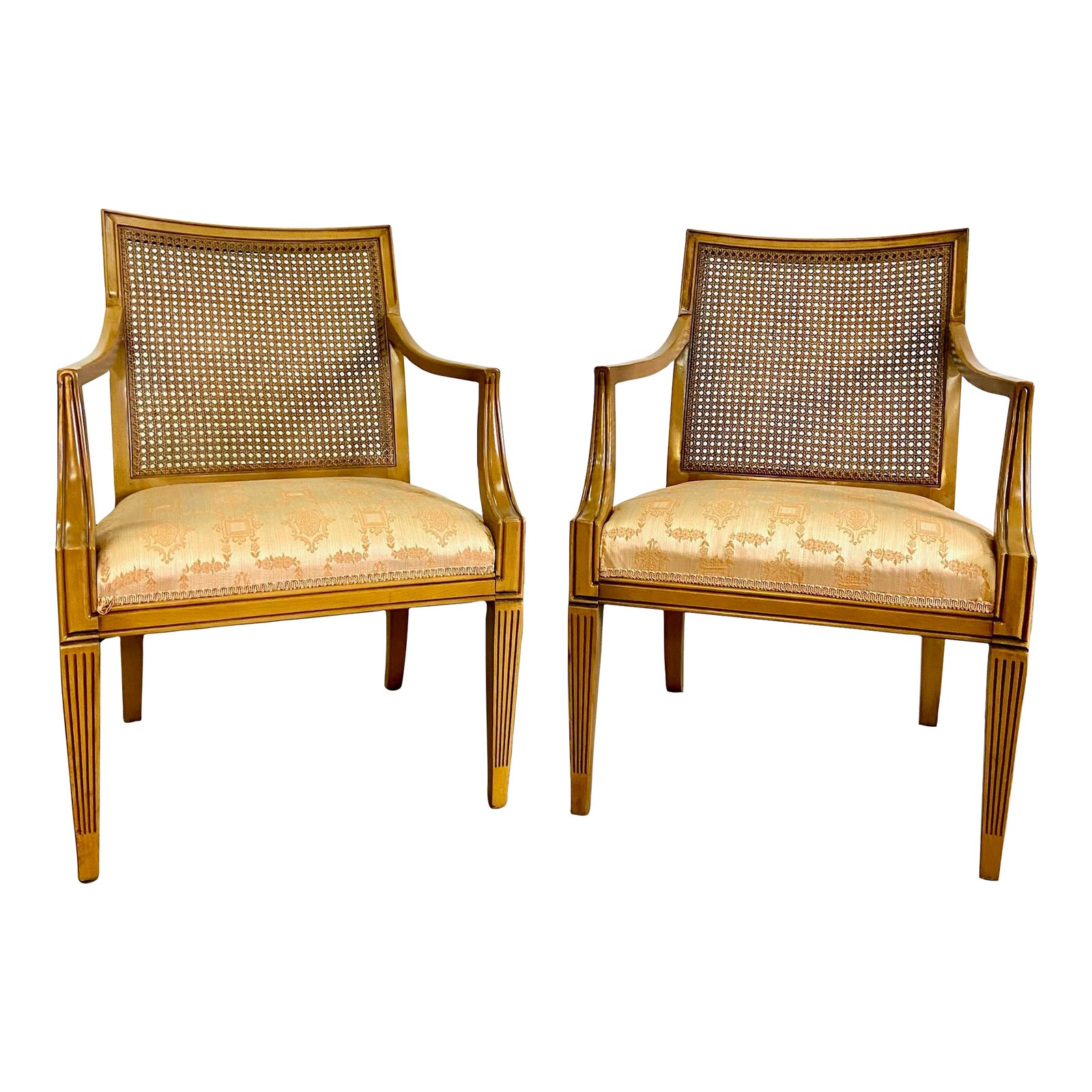 Vintage French Louis XVI Cane Back Bergere Chairs by Statesville Chair