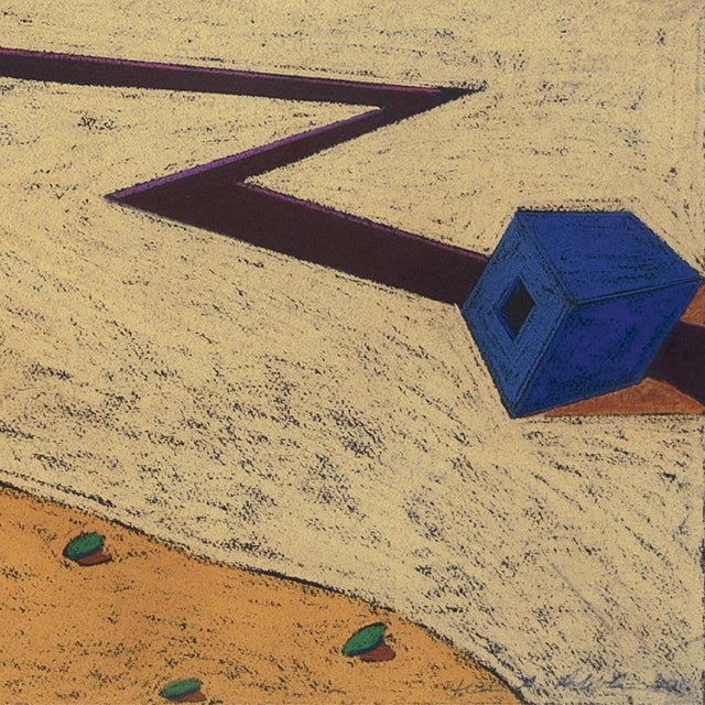 Tan 'Psychedelic Desert' by Jean Dibble, 1980, Great Lakes Woman Artist, Surrealist Pastel, Mapc For Sale - Image 8 of 9