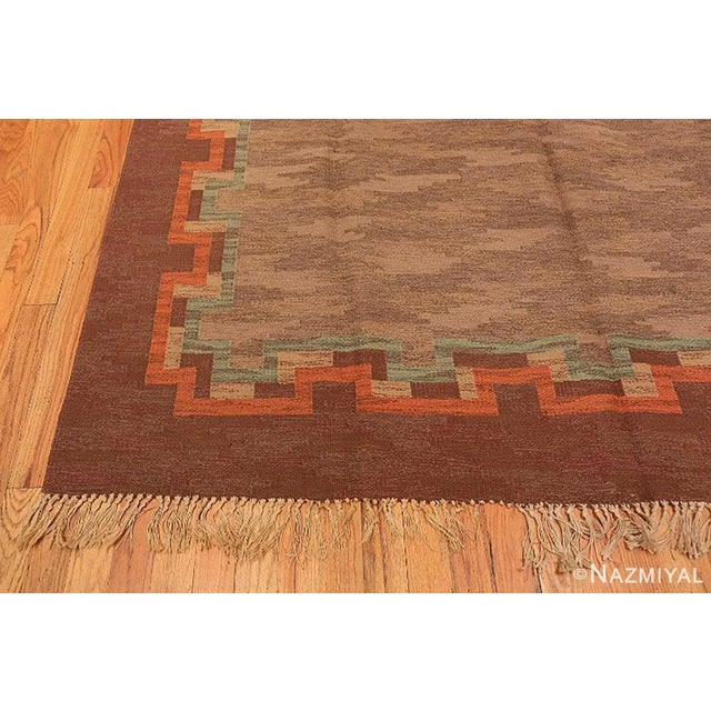 Mid-Century Modern Nazmiyal Collection Earthy Vintage Swedish Scandinavian Kilim Rug For Sale - Image 3 of 7