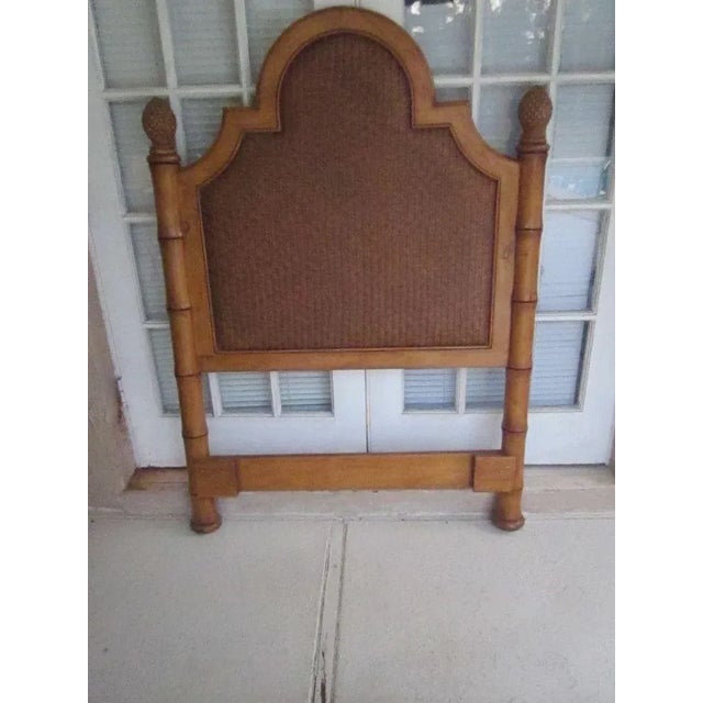 1980s Twin Headboard Tommy Bahama Wicker Rattan Bamboo With Pineapple Finals Set of 2 For Sale - Image 12 of 13