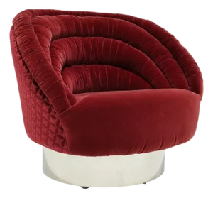 Vladimir Kagan Ellipse Lounge Chair in Red Velvet