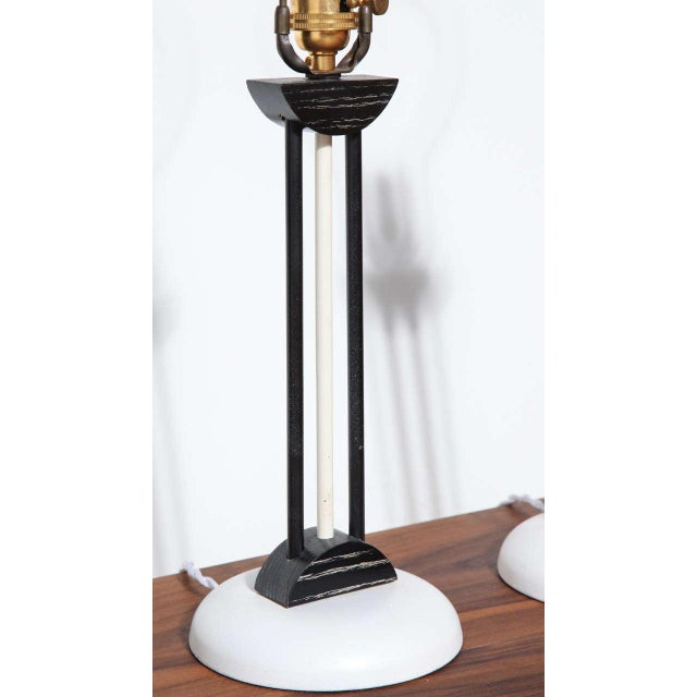 Art Deco 1940s Russel Wright Style Deco Black & White Table Lamps - a Pair For Sale - Image 3 of 10