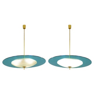 Saucer Shaped Chandelier in the Style Fontana Arte, Italy, 1960s For Sale