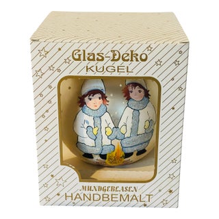 Unique Blown Glass Painted German Christmas Ornament Jumbo For Sale