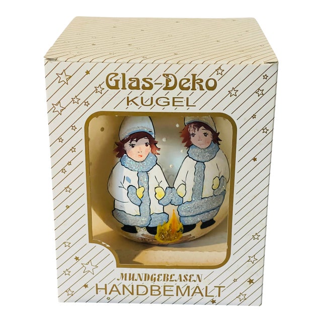 Unique Blown Glass Painted German Christmas Ornament Jumbo For Sale