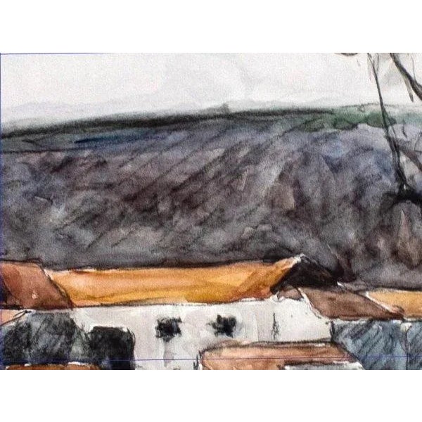 Paper Mid 20th Century "Aquarelle" Expressionist Landscape Naturalistic Aquarelle Watercolor Painting on Paper by Etienne Descargues For Sale - Image 7 of 12