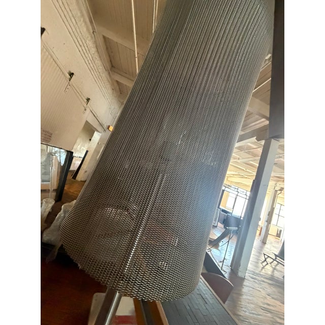2010s Custom Steel Mesh Floor Lamp – Tall Modern Industrial Cylinder Light For Sale - Image 5 of 8