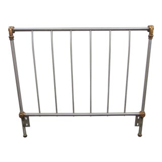 Regency Style Polished Stainless Steel & Brass Twin Size Headboard For Sale