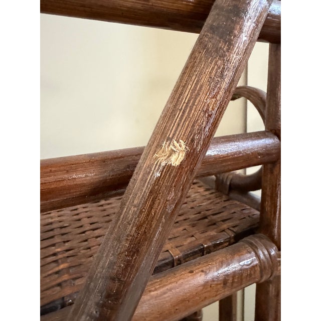 Vintage McGuire-Style Rattan & Woven Cane Étagère For Sale - Image 9 of 12