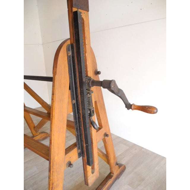Unusual antique drawing table around 1900 - 1920 in the Bauhaus style. Very unusual mechanics that are fully functional....