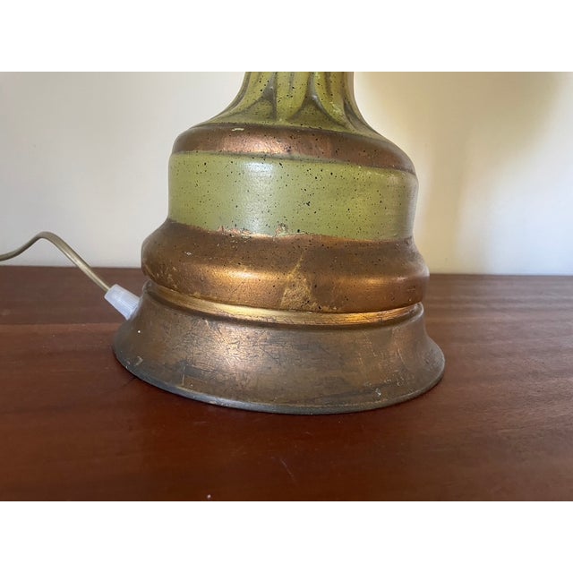 Large Bronze-Green Ceramic Lamp, 1950s For Sale - Image 15 of 18