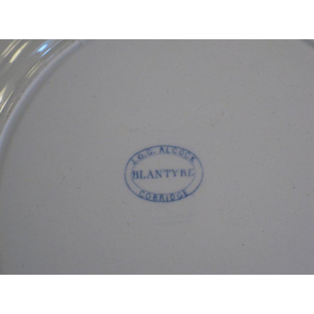 Dinner Wall Plate, Blue Transferware Scenic, John G Alcock Blantyre Cobridg 19th C. England For Sale - Image 6 of 12
