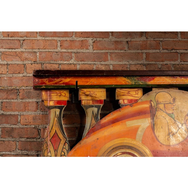 Vintage Double-Sided Art Deco Painted Carnival Ride Handrail Panel For Sale - Image 4 of 11