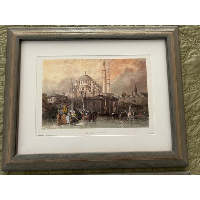 Mid 19th Century Pair Vintage Prints Istanbul Architecture Framed For Sale - Image 5 of 7