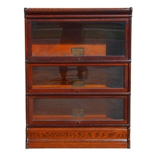 Antique Globe-Wernicke 3-Tier Tiger Oak Barrister Bookcase – Grade 299 For Sale