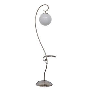 Modernist Streamline Floor Lamp in Chrome and Opal Glass, 1930s For Sale