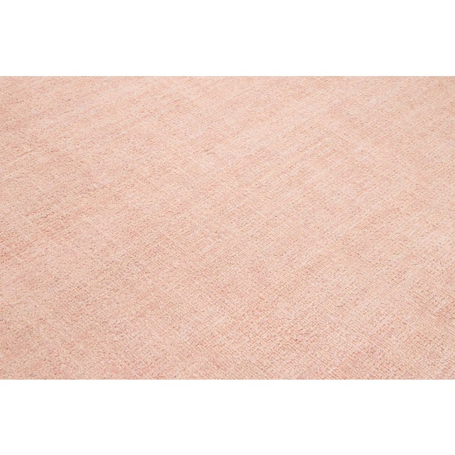 Textile 10 X 14 Modern Indian Texture Handmade Wool Rug in a Solid Pink Color For Sale - Image 7 of 9