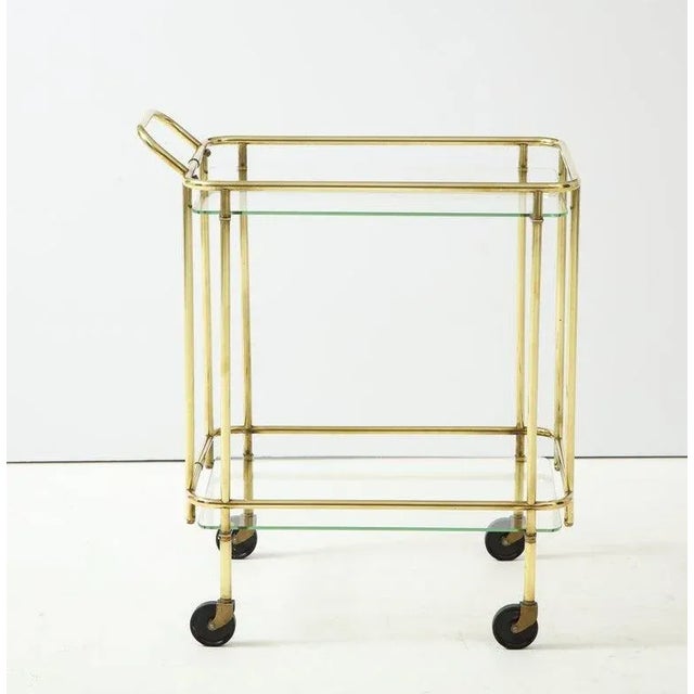 1950s Italian Solid Brass Two-Tier Bar Cart For Sale - Image 9 of 11