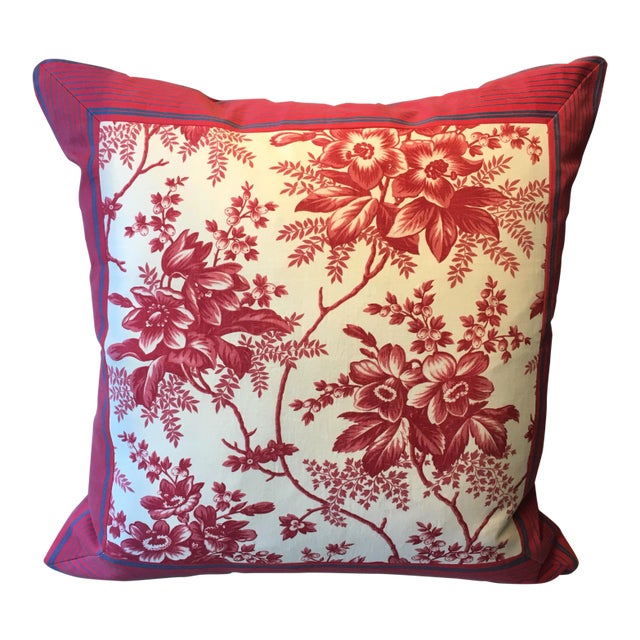 French Style Ticking & Toile Pillow For Sale