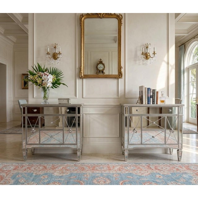 Silver Elegant Pair of Vintage Mirrored Chests For Sale - Image 8 of 9