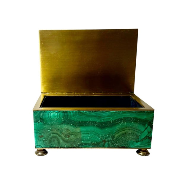 19th Century 19th Century Malachite and Brass Decorative Box For Sale - Image 5 of 9