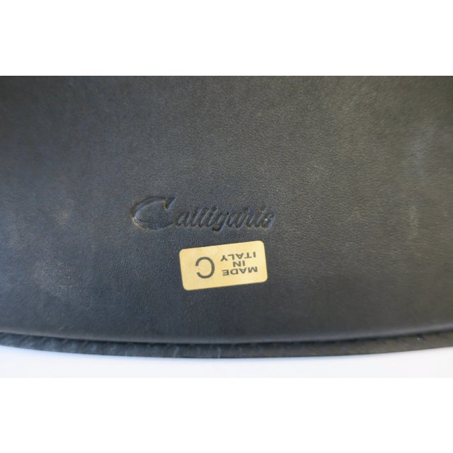 Italian Designer Postmodern Black Lacquer Wood and Leather Side Chair For Sale - Image 11 of 13