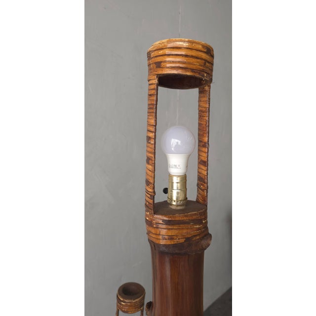 1950s Large Scale Bamboo Floor Lamp For Sale In Las Vegas - Image 6 of 8