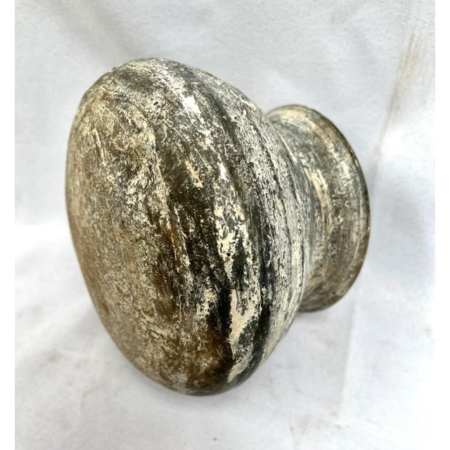 Vintage hand thrown rustic clay pot with white washed finish. Whimsical rounded bottom. Great patina. Add texture and...