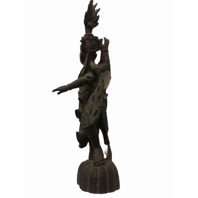 1920s Antique 1920s Carved Khamphi Rosewood Burmese Temple Guardian Statue For Sale - Image 5 of 10