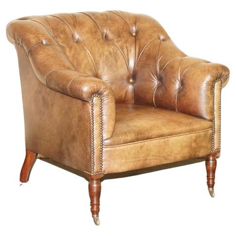 Brown Leather Chesterfield Armchair from George Smith For Sale