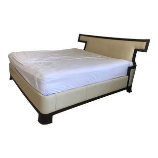 Baker Thomas Pheasant Cream Leather Bedframe For Sale