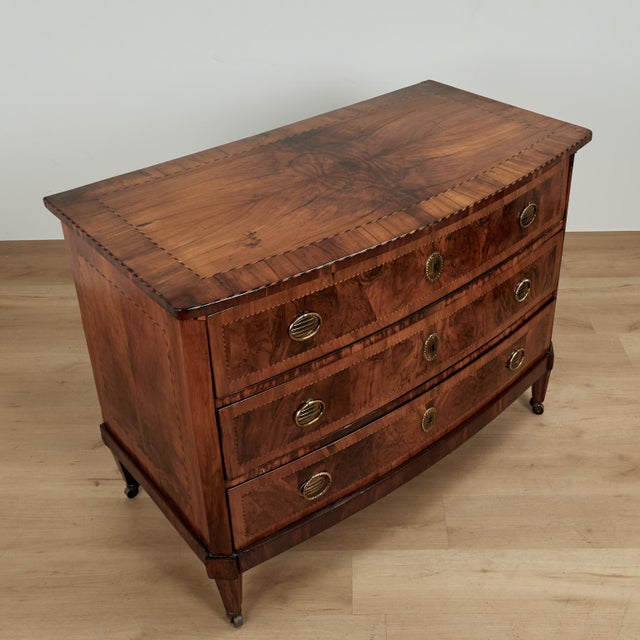 Antique Italian Neo Classic Bow Front Chest or Commode For Sale - Image 9 of 14
