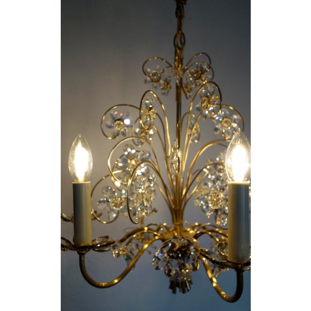 Vintage Brass Lead Crystal Chandelier from Palwa, 1960s For Sale - Image 12 of 18