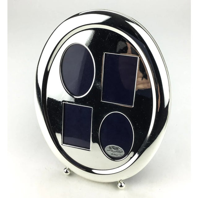 Vintage Multi Photo Oval Silver Plate Frame For Sale - Image 4 of 9