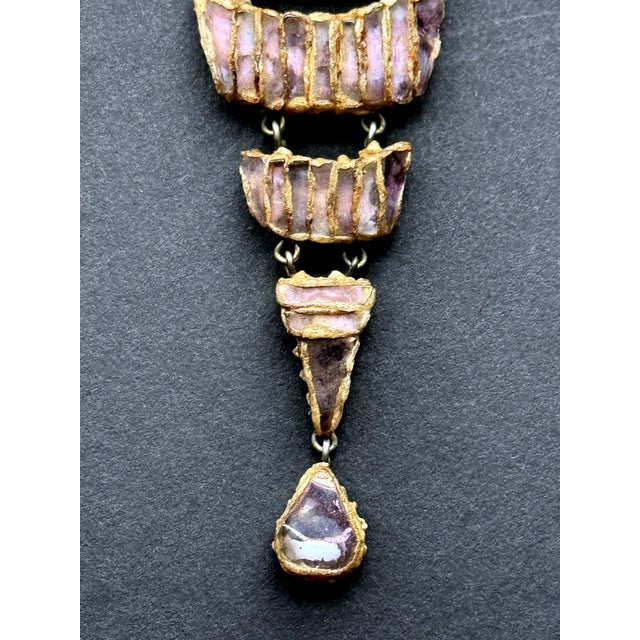 French Articulate Talosel Brooch with Glass Inlay by Line Vautrin Branded For Sale - Image 4 of 9