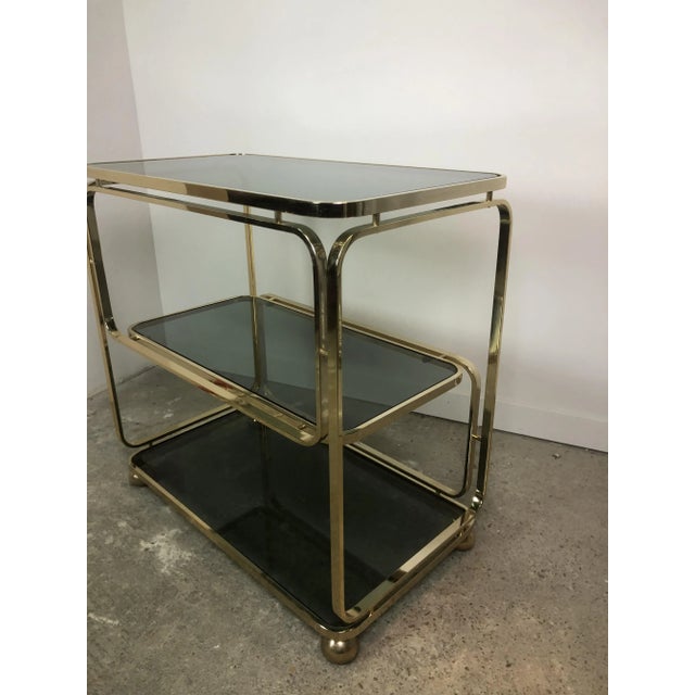 Italian Rolling Trolley in Gold Metal, 1980s For Sale - Image 6 of 10