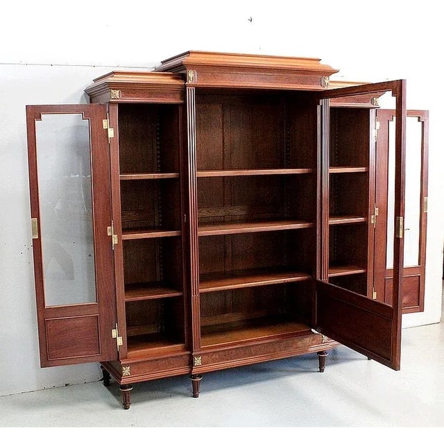 Antique Louis XVI Style Mahogany Bookcase, 1800s For Sale - Image 4 of 18