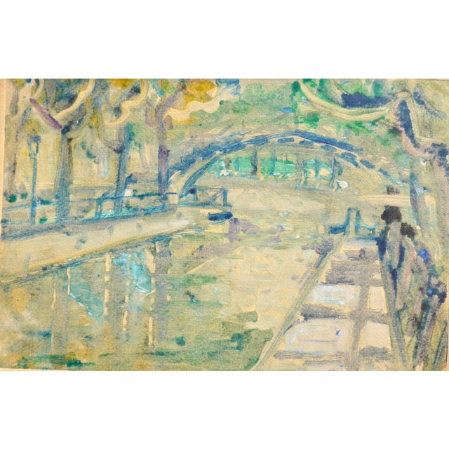 "Canal St. Martin" Contemporary Monotype by Humbert Curcuru For Sale - Image 4 of 4