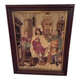 Antique Framed Needlepoint & Beadwork Tapestry For Sale