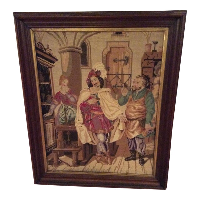 Antique Framed Needlepoint & Beadwork Tapestry Chairish