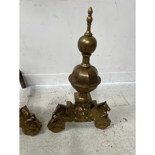 Brass Log Andirons, Set of 2 For Sale - Image 12 of 16