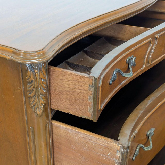 Wood John Stuart Inc. Classic Wooden Dresser With Curved Drawers and Ornate Detailing For Sale - Image 7 of 10